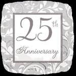 18 inch 25th Anniversary Silver Elegant Scroll