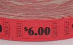 Assorted Color Single Tickets $6.00, Price Per Roll of 2000