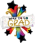 42 inch Bursting Stars Grad Diploma Graduation Balloon