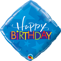 18 inch Happy Birthday Blue Stars foil balloon