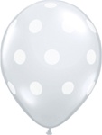 5in Qualatex CLEAR with White Polka Dots, Price Per Bag of 100