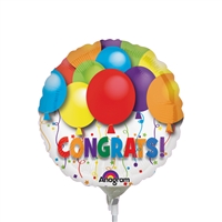 9in Congrats GRAD Wavy Burst Round Foil Balloon
