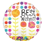 21 inch Floral Blue Best Wishes Balloon