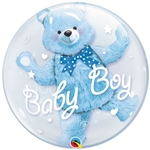 24 inch DOUBLE BUBBLES Baby Boy BLUE  Bear