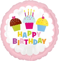 Happy Birthday Cupcakes Balloon