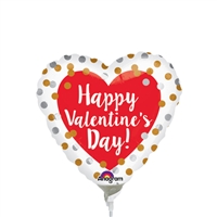 9 inch Happy Valentine's Day Gold & Silver Dots