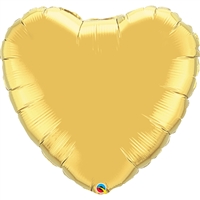 18 inch Heart Qualatex Foil GOLD, Price Per Pack of 10