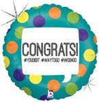 18 inch Hashtag CONGRATS! Round Holographic foil balloon