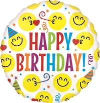 18 inch VLP Happy Birthday Emoticons Balloon