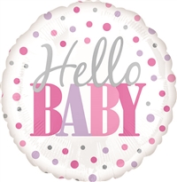 Hello Baby Dots - Pink Balloon