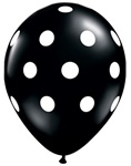 11 inch Qualatex Big Polka Dots Onyx Black with White
