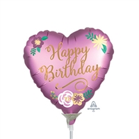 Birthday Flowers Heart Shape Balloon