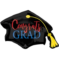 Congrats Grad Red & Blue Foil Balloon