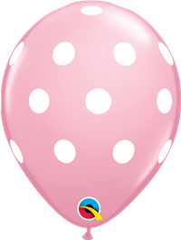 11 inch Qualatex Big Polka Dots PINK with WHITE Dots