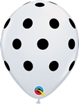 11 inch Qualatex BIG Polka Dots White with Black