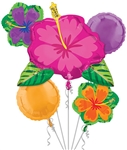 Summer Hibiscus Foil Balloon Bouquet