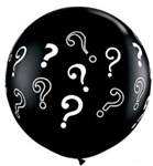 3 foot Qualatex Round Question Mark-A-Round BLACK