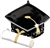 Black Grad Cap with Diploma Foil Balloon