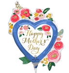 Happy Mother's Day Painted Floral Heart Balloon