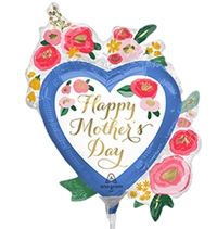 Happy Mother's Day Painted Floral Heart Balloon