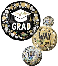 Way to Go GRAD Circles & Dots Holographic Grad Balloon