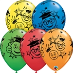 11in Qualatex Graduation Smileys- All-Over Print Assortment