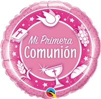 18 inch Mi Primera Comunion Rosado Foil Balloon