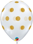 11 inch Qualatex BIG Polka Dots Clear with GOLD