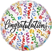 18 inch Congratulations Streamers Round Foil Balloon