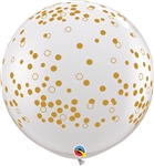 3 foot Gold Confetti Dots on DIAMOND CLEAR