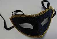BLACK Glittered Half Mask with Gold Trim