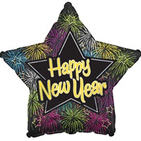 18 inch Happy New Year's Fireworks- Star Shape balloon