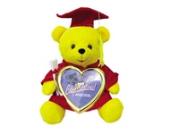 **Sold Out**14in No.1 Grad Plush Gold Bear with Red Plush Cap & Gown & Photo Frame, Price Per EACH