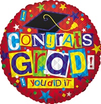 **Sold Out**18 inch Grad in Red Foil Balloon (1 side), Price Per EACH, Minimum Order 20