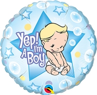 Yep! I'm A Boy Foil Balloon
