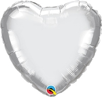 Qualatex Chrome Silver Heart Foil Balloon