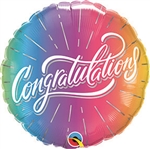 18 inch Congratulations Vibrant Ombre Round Foil Balloon