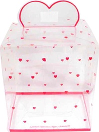 Display Box Clear with Red Hearts