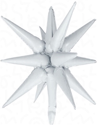 22in WHITE Starburst - Foil Balloon - IRP - One Inflation Point, Price per EACH