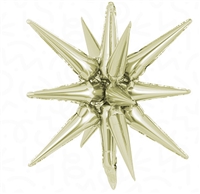 22in WHITE GOLD Starburst - Foil Balloon - IRP - One Inflation Point, Price per EACH