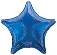 19 inch Blue Star Dazzler Holographic Foil Balloon