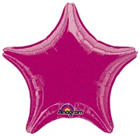 19 inch Fuchsia Star Dazzler Holographic Foil Balloon