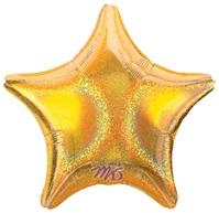 19 inch Gold Star Dazzler Holographic Foil Balloon