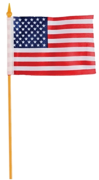 12 inch x 18 inch Polyester USA Flag with Wooden Stick