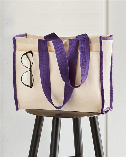 Canvas Tote with Contrast-Color Handles