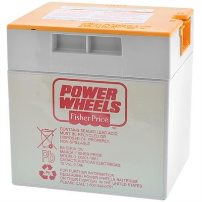 Power Wheels 12 Volt 9.5AH (Orange Top) Battery - 00801-1661