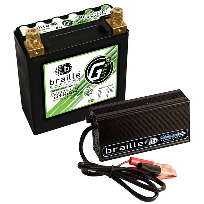 Braille G30C GreenLite Automotive Lithium Battery + 6A Lithium Charger Combo