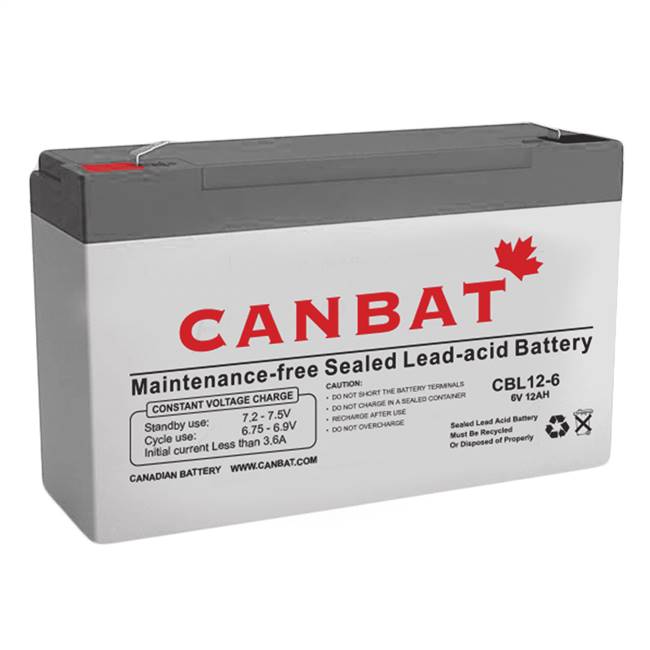 CANBAT 6V 12AH SLA BATTERY (AGM) -  CBL12-6