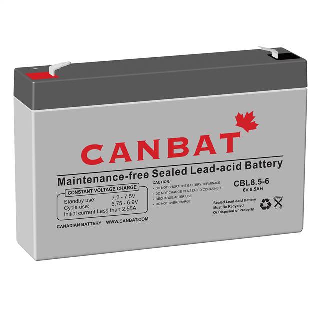 CANBAT 6V 8.5AH SLA BATTERY (AGM) -  CBL8.5-6