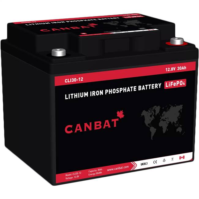 CANBAT 12V 30AH LITHIUM BATTERY (LIFEPO4) -  CLI30-12